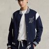 Vestes polaires Letterman Ralph Lauren bleu marine/blanc pour homme Vestes polaires Letterman Ralph Lauren bleu marine/blanc pour homme