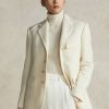 Vestes Ralph Lauren en laine mélangée à chevrons pour femme de couleur crème