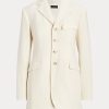 Vestes Ralph Lauren en laine mélangée à chevrons pour femme de couleur crème