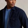 Vestes surchemise Oxford teintées en pièce Ralph Lauren bleu marine pour homme Vestes surchemise Oxford teintées en pièce Ralph Lauren bleu marine pour homme