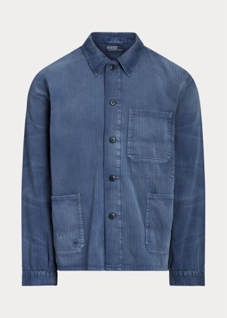 Vestes utilitaires en sergé à chevrons bleu Ralph Lauren pour homme